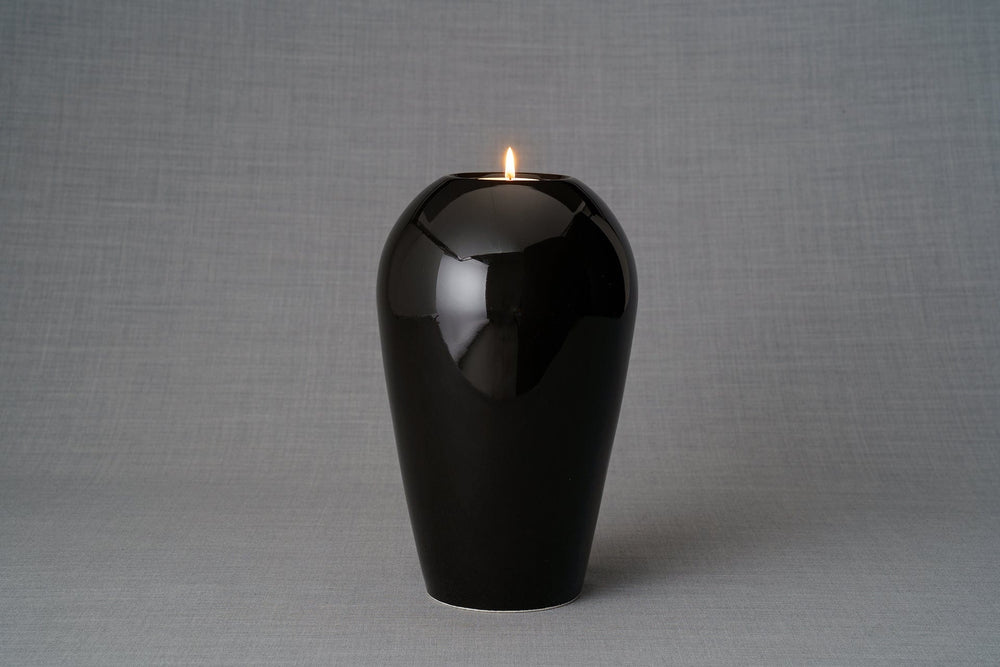 Pulvis Art Urns Adult Size Urn Memorial Cremation Urn "Serenity" - Large | Lamp Black | Ceramic