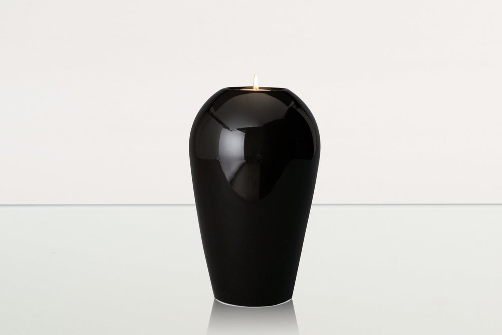 Pulvis Art Urns Adult Size Urn Memorial Cremation Urn "Serenity" - Large | Lamp Black | Ceramic Urn