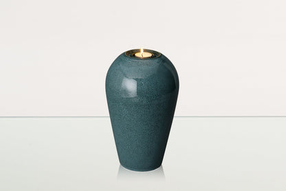 Memorial Cremation Urn "Serenity" - Large | Oily Green Melange | Ceramic Urn - Pulvis Art Urns