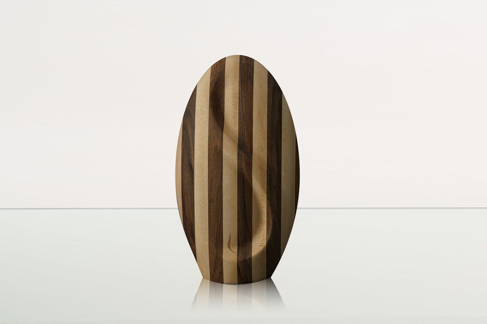 Pulvis Art Urns Adult Size Urn Striped Wooden Urn "Eternity" - Genuine Walnut & Beech Urn