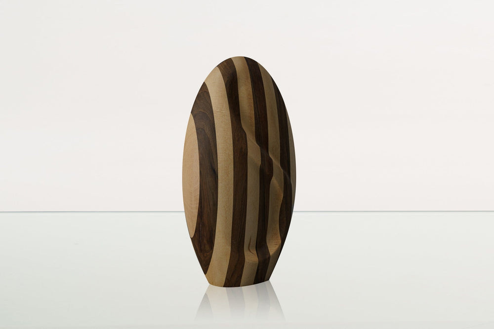 Pulvis Art Urns Adult Size Urn Striped Wooden Urn "Eternity" - Genuine Walnut & Beech Urn