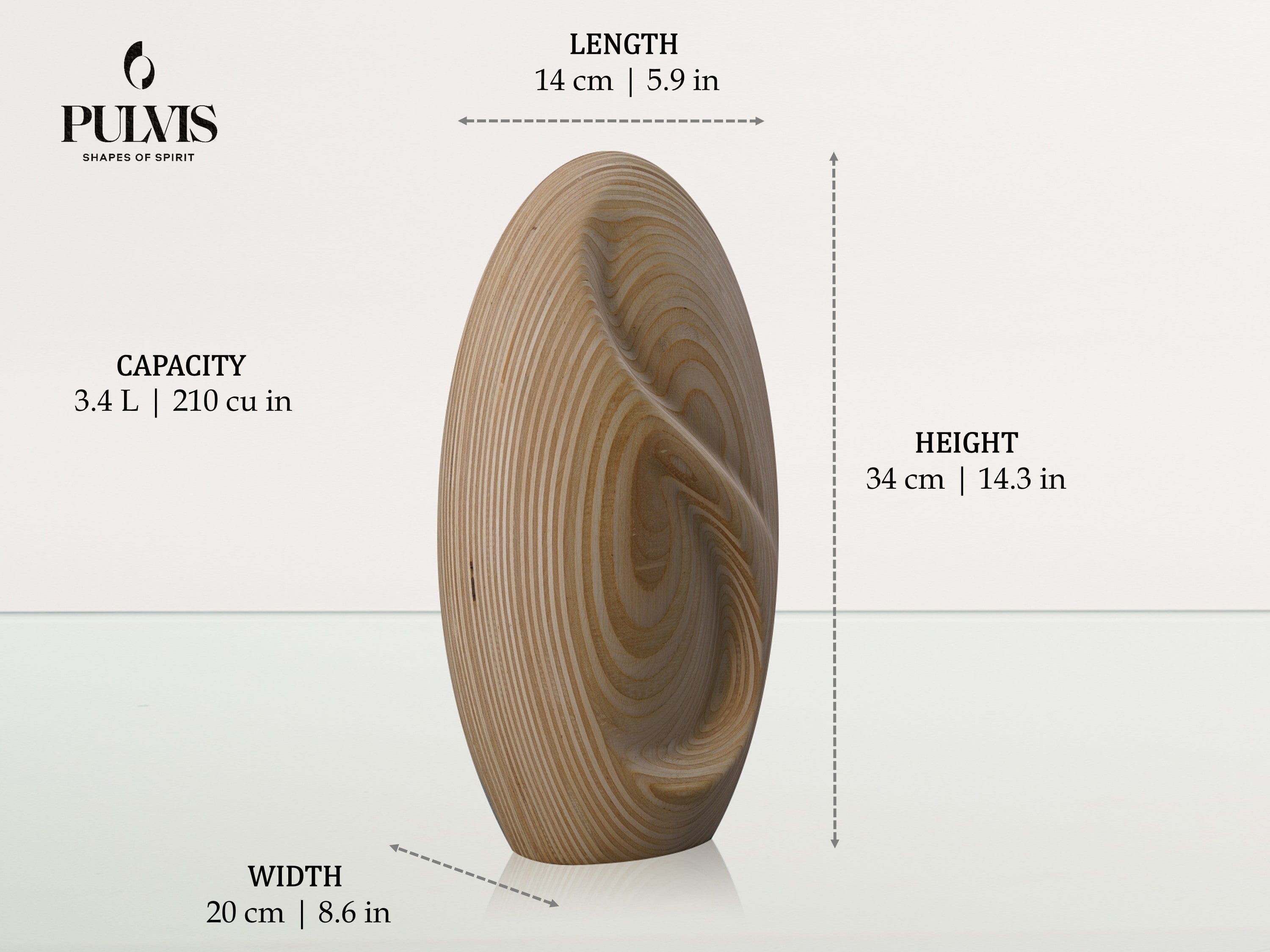 Pulvis Art Urns Adult Size Urn Wooden Cremation Urn "Eternity" - Premium Plywood Urn