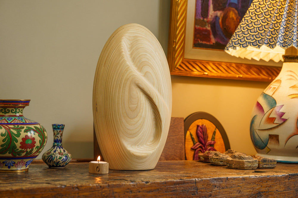 Pulvis Art Urns Adult Size Urn Wooden Cremation Urn "Eternity" - Premium Plywood Urn