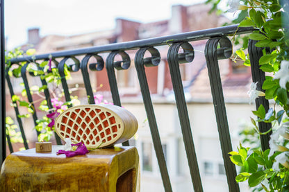 Wooden Cremation Urn "Remembrance" - Handmade - Orange Leather - Pulvis Art Urns