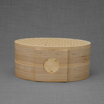 Wooden Cremation Urn "Remembrance" - Handmade - Purple Leather - Pulvis Art Urns