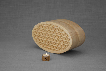 Wooden Cremation Urn "Remembrance" - Handmade - Uroko Pattern - Pulvis Art Urns