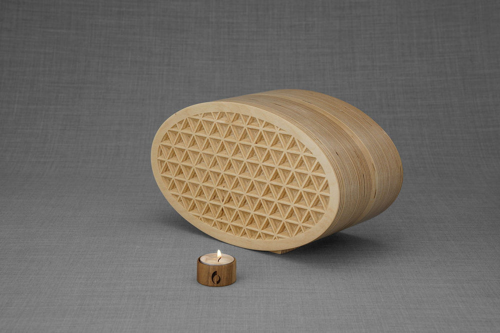 Pulvis Art Urns Adult Size Urn Wooden Cremation Urn "Remembrance" - Handmade - Uroko Pattern