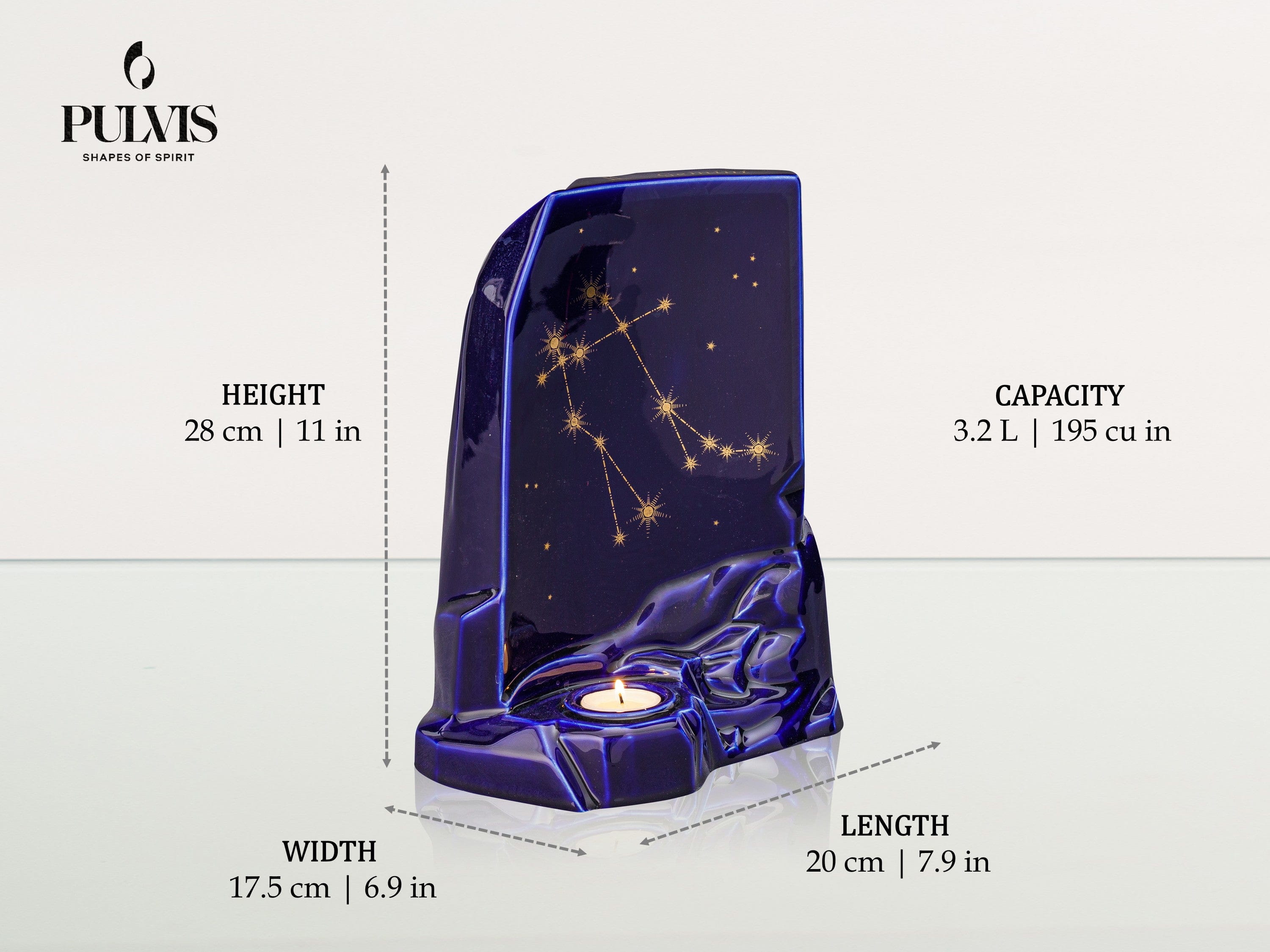 Pulvis Art Urns Adult Size Urn Zodiac Urn for Ashes "Aries" - Large | Star Sign Urn