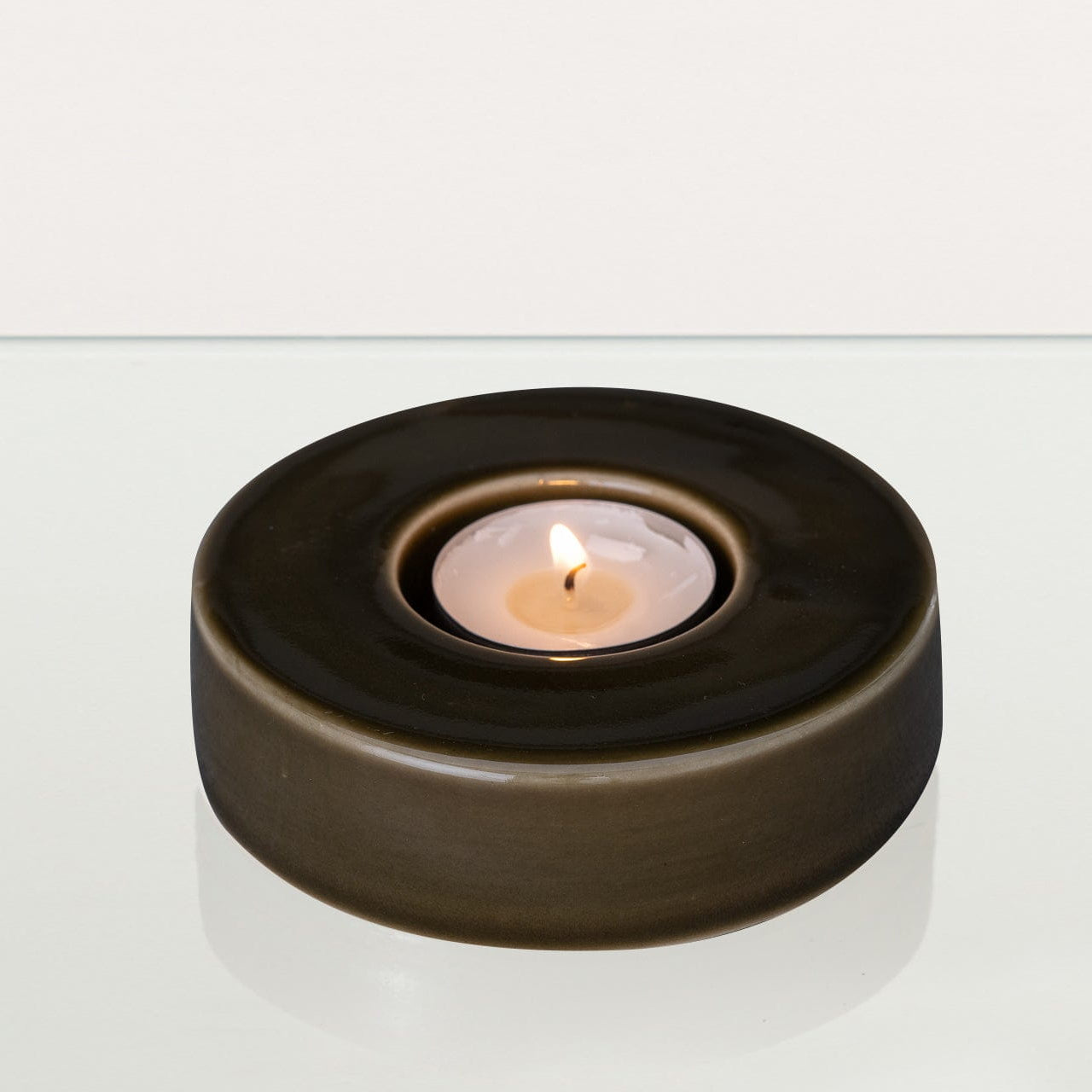 Caleo Handmade Candleholder for Cremation Urns - Oily Green | Ceramic - Pulvis Art Urns