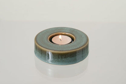 Caleo Handmade Candleholder for Cremation Urns - Oily Green Melange | Ceramic - Pulvis Art Urns