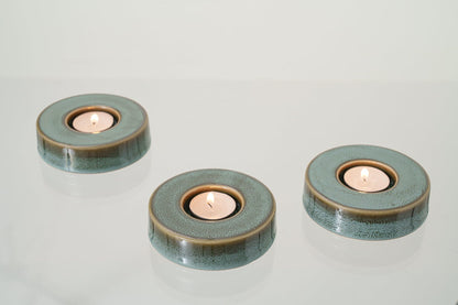 Caleo Handmade Candleholder for Cremation Urns - Oily Green Melange | Ceramic - Pulvis Art Urns