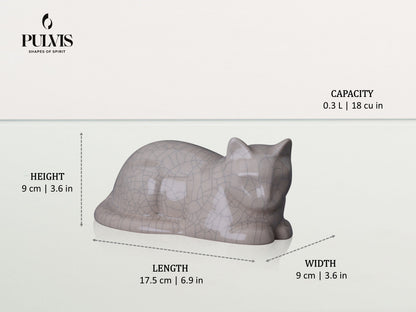 Pulvis Art Urns Cat - mini laying cat Custom Decorated Pet Urn - Handmade | Ceramic Pet Urn