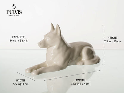 Pulvis Art Urns German Shepherd Custom Decorated Pet Urn - Handmade | Ceramic Pet Urn