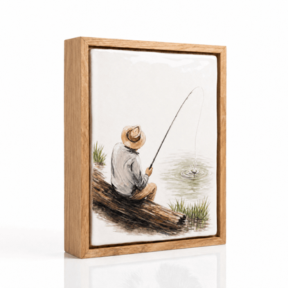 Pulvis Art Urns Custom Keepsake Human Urn - Moment In Time - Hand Decorated Ceramic Tile | Wall Mounted | Frame Urn
