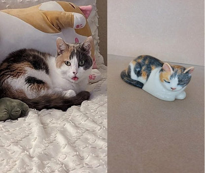 Pulvis Art Urns Custom Pet Urn Custom Decorated Pet Urn - Handmade | Mini Laying Cat | Ceramic Pet Urn