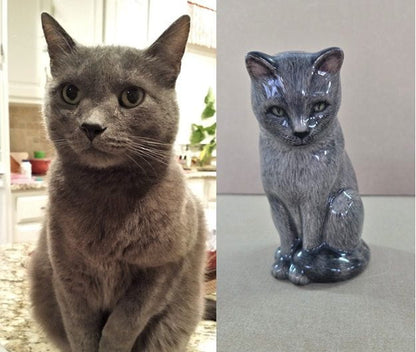 Pulvis Art Urns Custom Pet Urn Custom Decorated Pet Urn - Handmade | Neko - Mini Sitting Cat | Ceramic Pet Urn