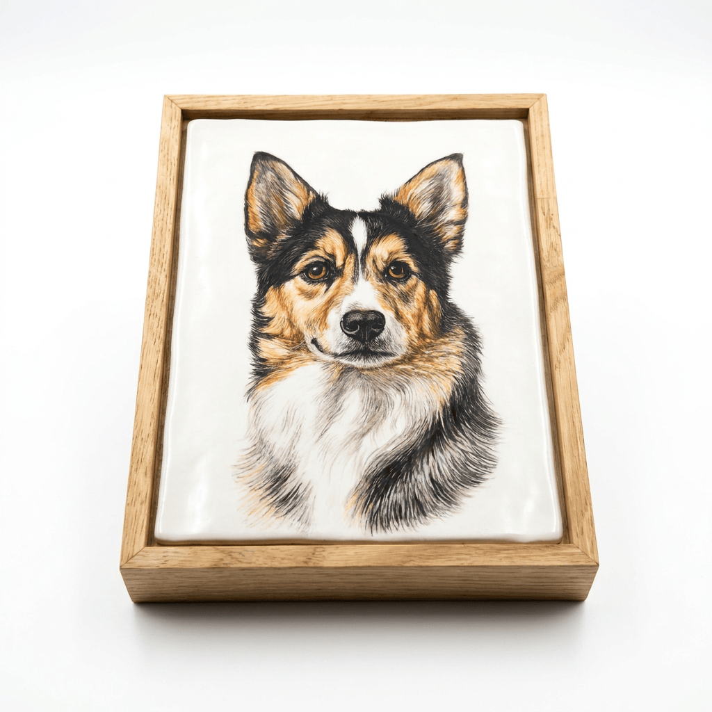 Pulvis Art Urns Custom Pet Urn - Moment In Time - Hand Decorated Ceramic Tile | Wall Mounted | Frame Urn