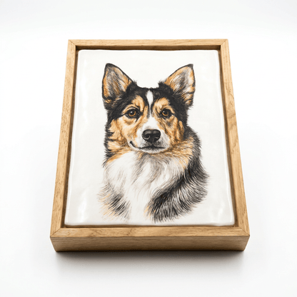 Pulvis Art Urns Custom Pet Urn - Moment In Time - Hand Decorated Ceramic Tile | Wall Mounted | Frame Urn