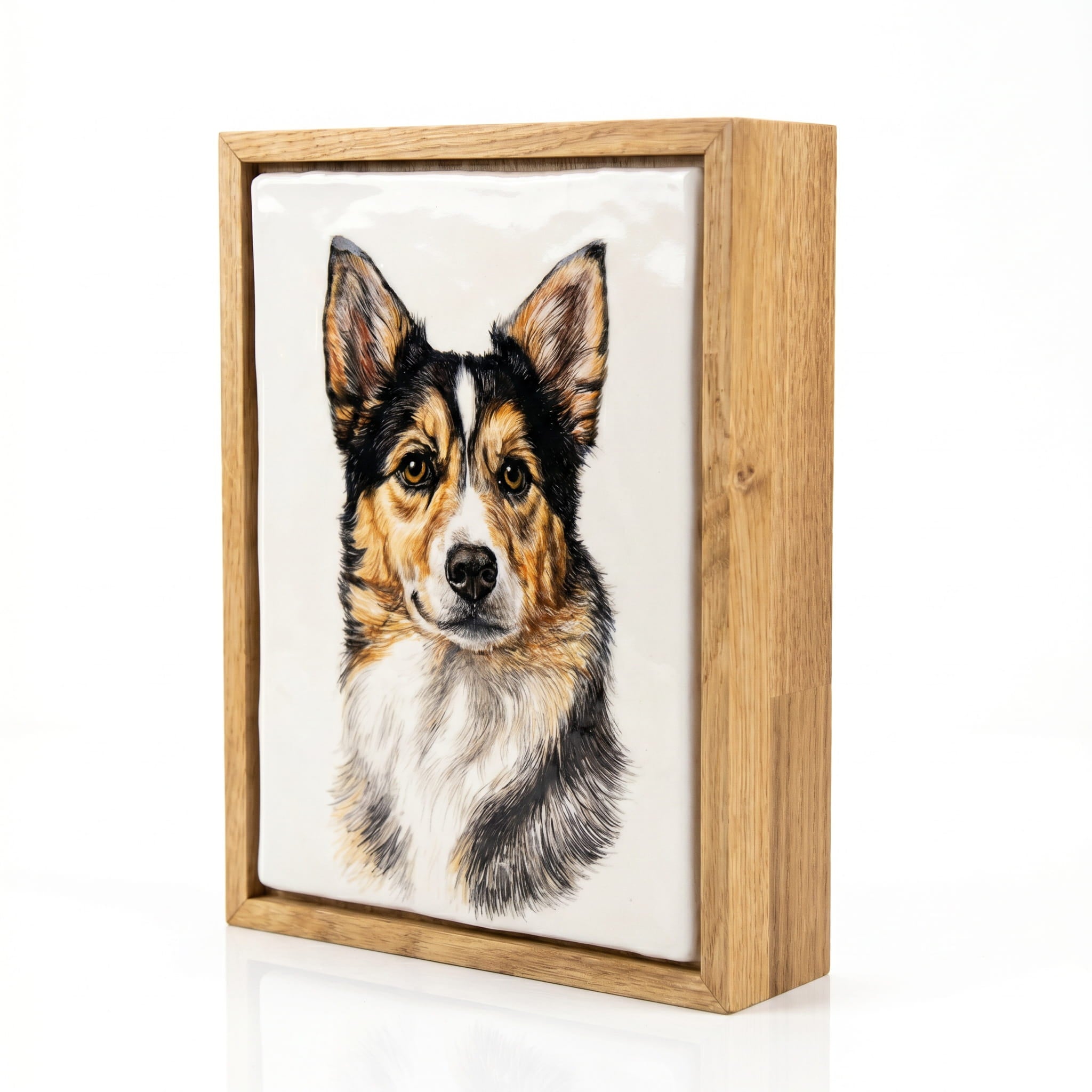Pulvis Art Urns Custom Pet Urn - Moment In Time - Hand Decorated Ceramic Tile | Wall Mounted | Frame Urn