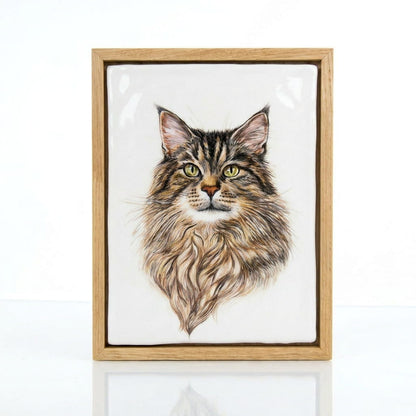 Pulvis Art Urns Custom Pet Urn - Moment In Time - Hand Decorated Ceramic Tile | Wall Mounted | Frame Urn