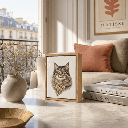 Pulvis Art Urns Custom Pet Urn - Moment In Time - Hand Decorated Ceramic Tile | Wall Mounted | Frame Urn