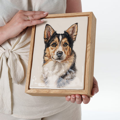 Pulvis Art Urns Custom Pet Urn - Moment In Time - Hand Decorated Ceramic Tile | Wall Mounted | Frame Urn