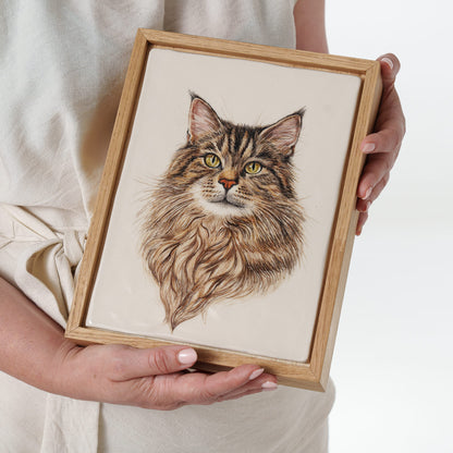 Pulvis Art Urns Custom Pet Urn - Moment In Time - Hand Decorated Ceramic Tile | Wall Mounted | Frame Urn