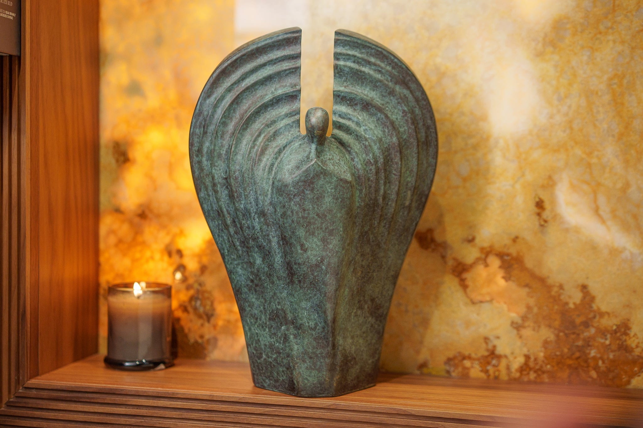 Pulvis Art Urns Exclusive Urn Cast Bronze Cremation Urn "Guardian" - Green Patina | Exclusive Bronze Urn