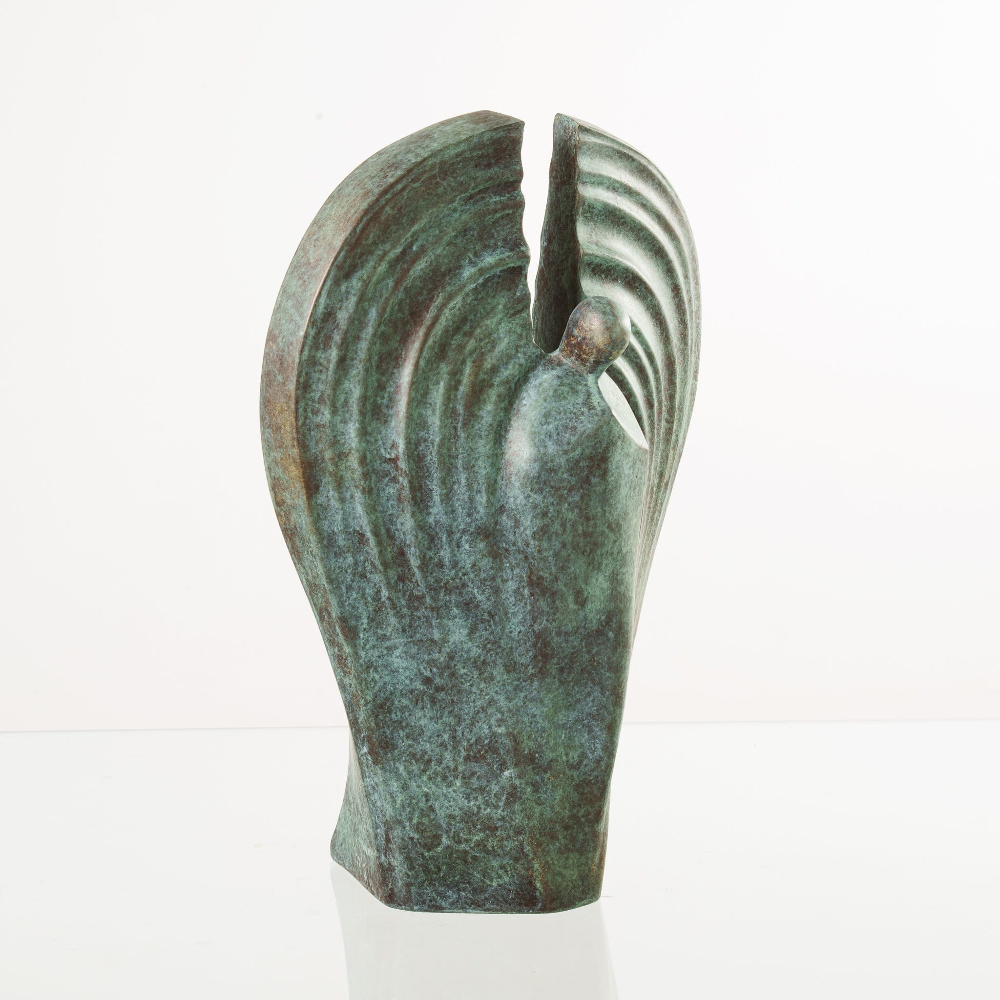 Pulvis Art Urns Exclusive Urn Cast Bronze Cremation Urn "Guardian" - Green Patina | Exclusive Bronze Urn