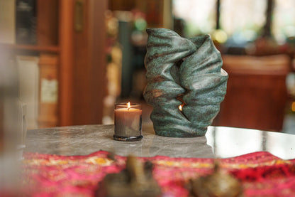 Pulvis Art Urns Exclusive Urn Cast Bronze Cremation Urn "Light" - Green Patina | Exclusive Bronze Urn
