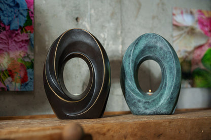 Pulvis Art Urns Exclusive Urn Cast Bronze Cremation Urn "The Passage" - Green Patina | Exclusive Bronze Urn