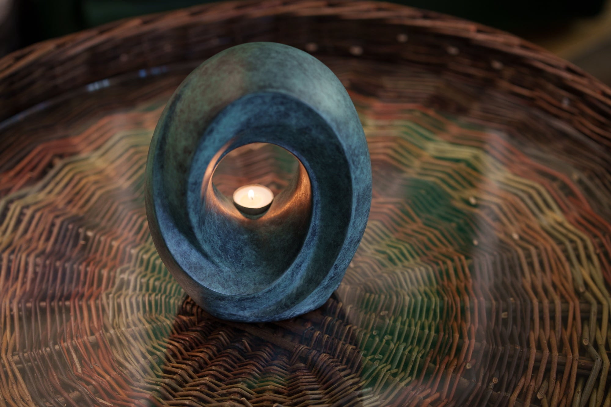 Pulvis Art Urns Exclusive Urn Cast Bronze Cremation Urn "The Passage" - Green Patina | Exclusive Bronze Urn