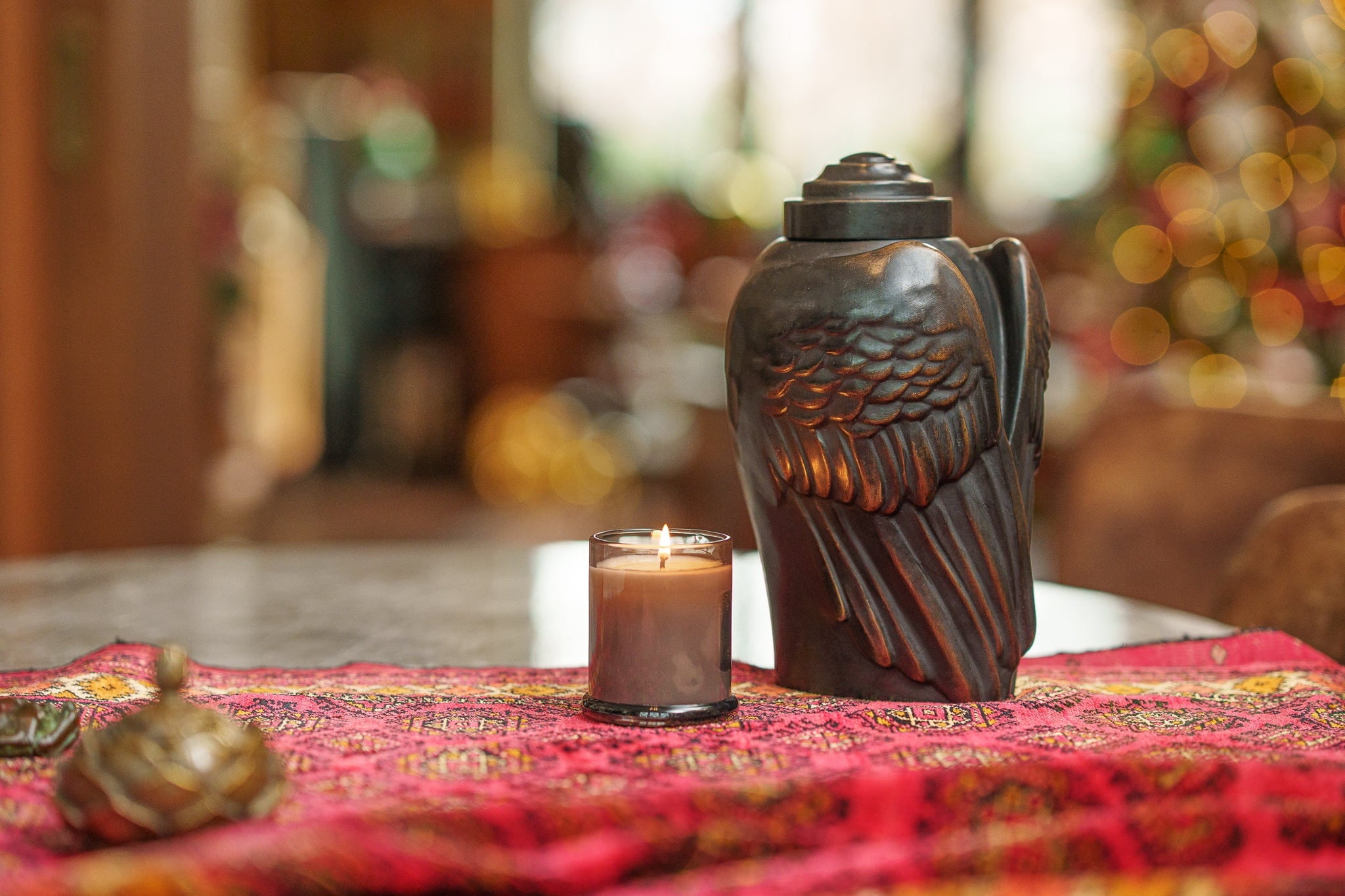 Pulvis Art Urns Exclusive Urn Cast Bronze Cremation Urn "Wings" - Dark Patina | Exclusive Bronze Urn