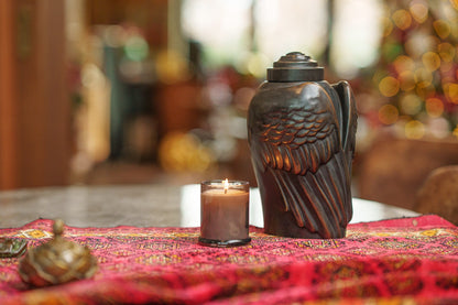 Pulvis Art Urns Exclusive Urn Cast Bronze Cremation Urn "Wings" - Dark Patina | Exclusive Bronze Urn