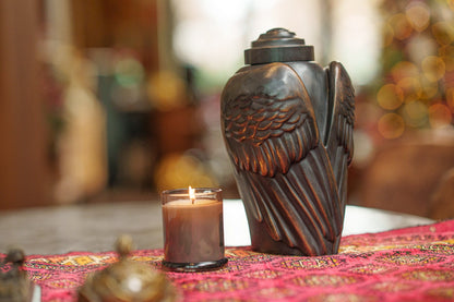 Pulvis Art Urns Exclusive Urn Cast Bronze Cremation Urn "Wings" - Dark Patina | Exclusive Bronze Urn