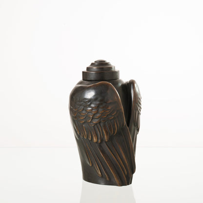 Pulvis Art Urns Exclusive Urn Cast Bronze Cremation Urn "Wings" - Dark Patina | Exclusive Bronze Urn