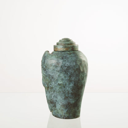 Pulvis Art Urns Exclusive Urn Cast Bronze Cremation Urn "Wings" - Green Patina | Exclusive Bronze Urn
