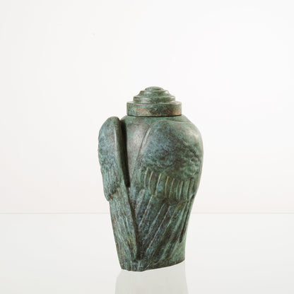 Pulvis Art Urns Exclusive Urn Cast Bronze Cremation Urn "Wings" - Green Patina | Exclusive Bronze Urn