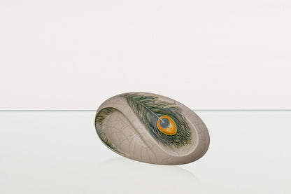 Hand Decorated Eternity Keepsake "Feathers" - Ceramic Keepsake Urn - Pulvis Art Urns