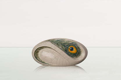 Hand Decorated Eternity Keepsake "Feathers" - Ceramic Keepsake Urn - Pulvis Art Urns