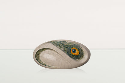 Hand Decorated Eternity Keepsake "Feathers" - Ceramic Keepsake Urn - Pulvis Art Urns