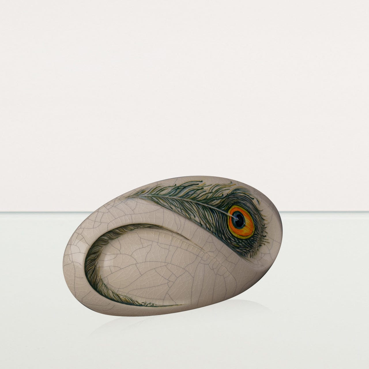 Hand Decorated Eternity Keepsake "Feathers" - Ceramic Keepsake Urn - Pulvis Art Urns