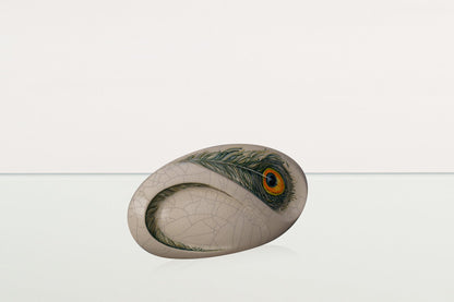 Hand Decorated Eternity Keepsake "Feathers" - Ceramic Keepsake Urn - Pulvis Art Urns