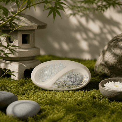 Pulvis Art Urns Exclusive Urn Hand Decorated Eternity Keepsake "Lotus" - Ceramic Keepsake Urn