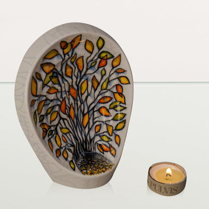 Hand Decorated Keepsake "Guardian - Autumn" - Ceramic Keepsake Urn - Pulvis Art Urns