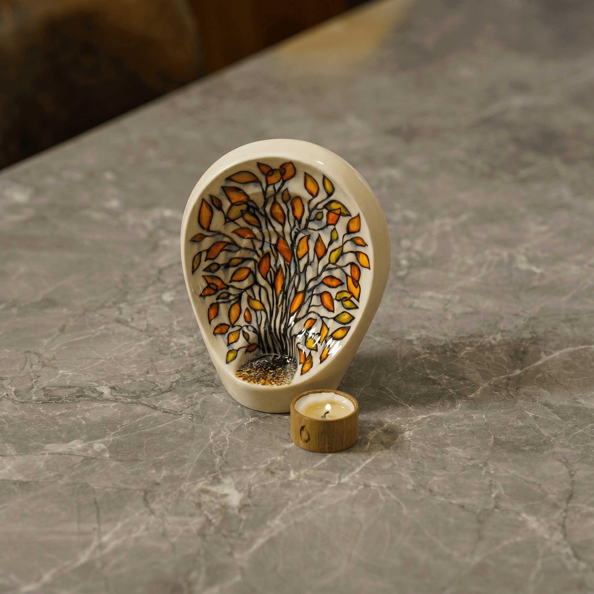 Pulvis Art Urns Exclusive Urn Hand Decorated Keepsake "Guardian - Autumn" - Ceramic Keepsake Urn