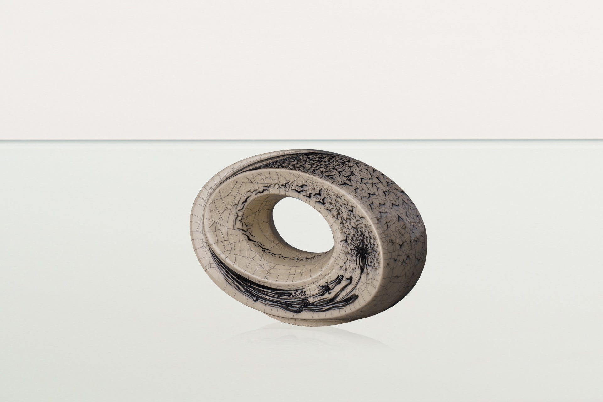 Hand Decorated Keepsake "The Passage - Birds" - Ceramic Keepsake - Pulvis Art Urns