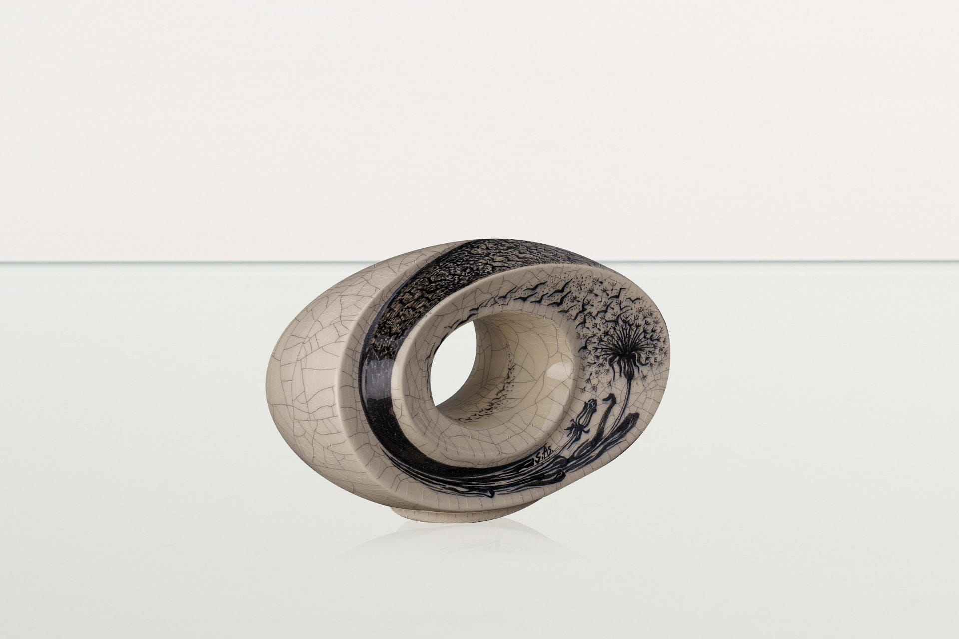 Hand Decorated Keepsake "The Passage - Birds" - Ceramic Keepsake - Pulvis Art Urns