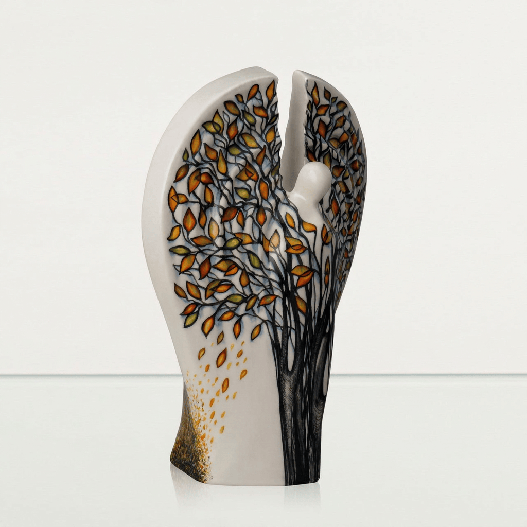 Pulvis Art Urns Adult Size Urn Guardian Handmade Cremation Urn for Ashes - Large Decorated Urn "Autumn"