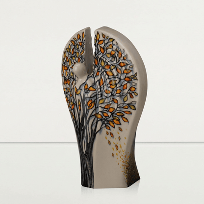 Pulvis Art Urns Adult Size Urn Guardian Handmade Cremation Urn for Ashes - Large Decorated Urn "Autumn"